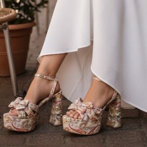 Boho Retro 9.5 Baddie Disco Floral Rockabilly Platform Pinup Cottagecore New